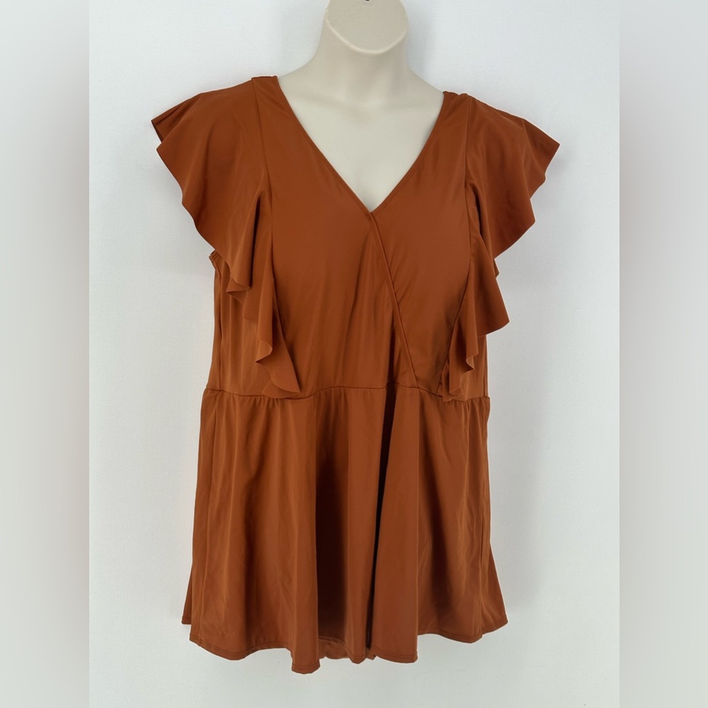 d&co Rust Brown One Piece Plus Size Swim Dress. Sz: 26 W